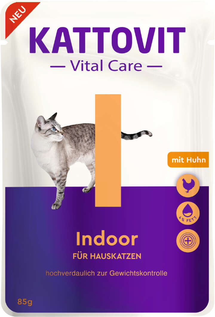 KATTOVIT Katzen-Nassfutter Vital Care Indoor mit Huhn